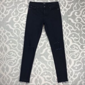 OBEY Propaganda No. 89 Black Skinny Jeans Ripped Knees Frayed Hem NEW Size 27